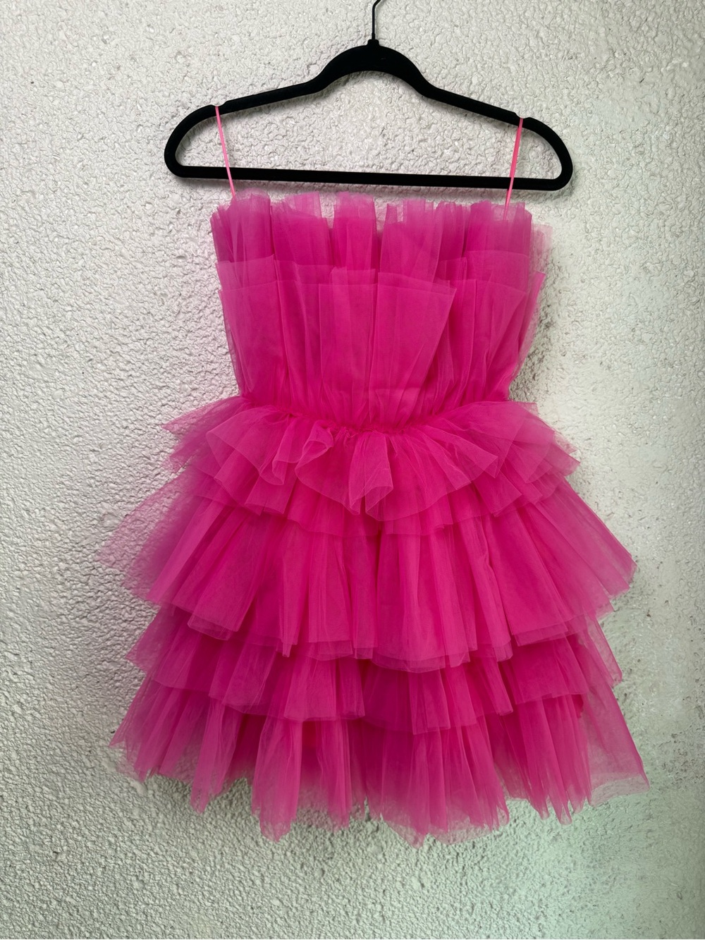 Vici Hot Pink Too Good To Be Tulle Ruffle Tiered Mini Dress